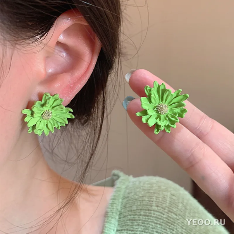 Серьги-подвески из органзы с цветочным узором, серебряная основа 925 пробы