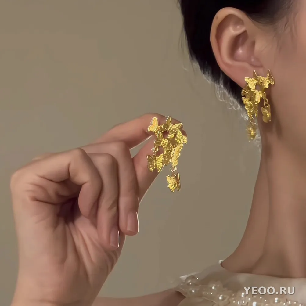 Серьги-подвески из органзы с цветочным узором, серебряная основа 925 пробы