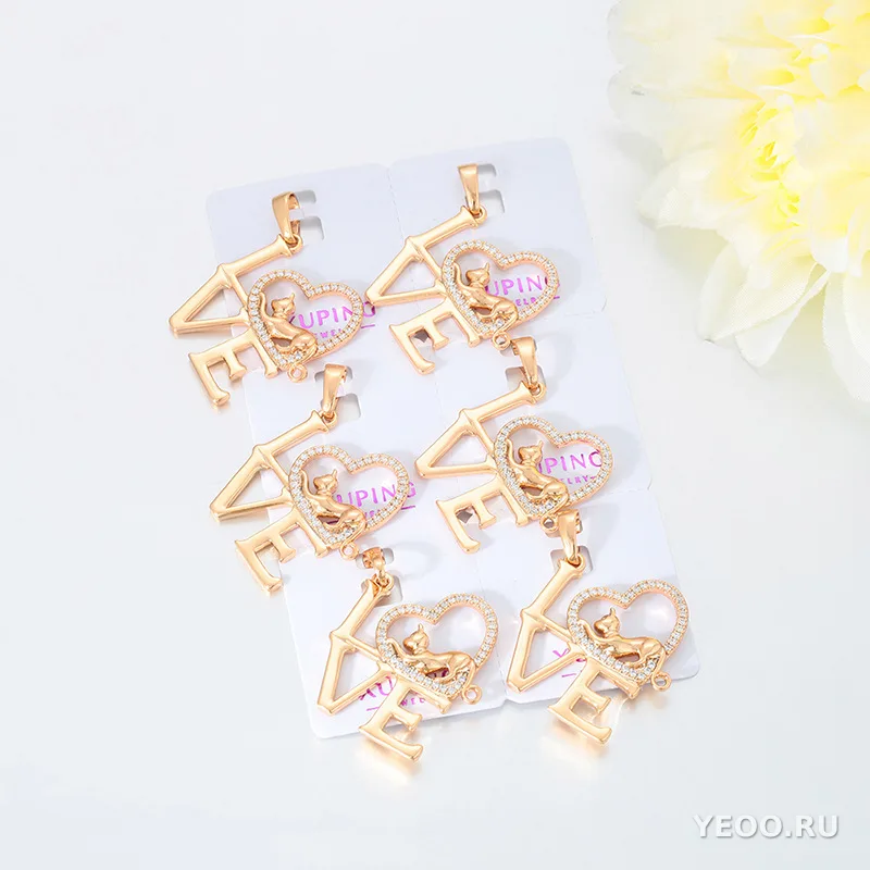 Подвеска-котик из медного сплава с покрытием 18K, ретро-стиль
