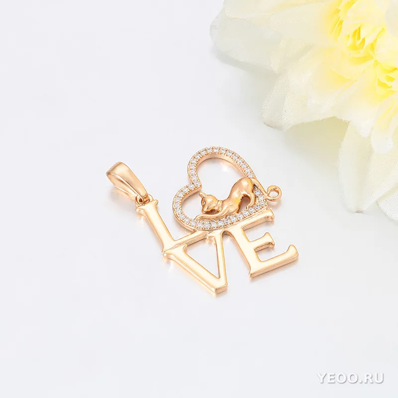 Подвеска-котик из медного сплава с покрытием 18K, ретро-стиль