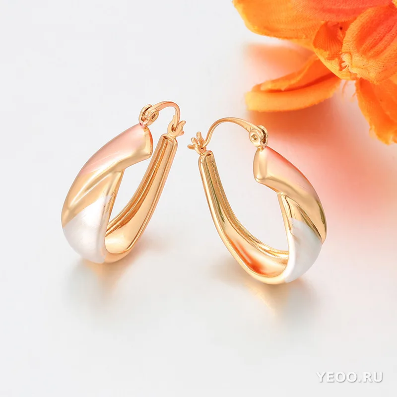 Серьги-кольца из медного сплава, три цвета, винтажный стиль