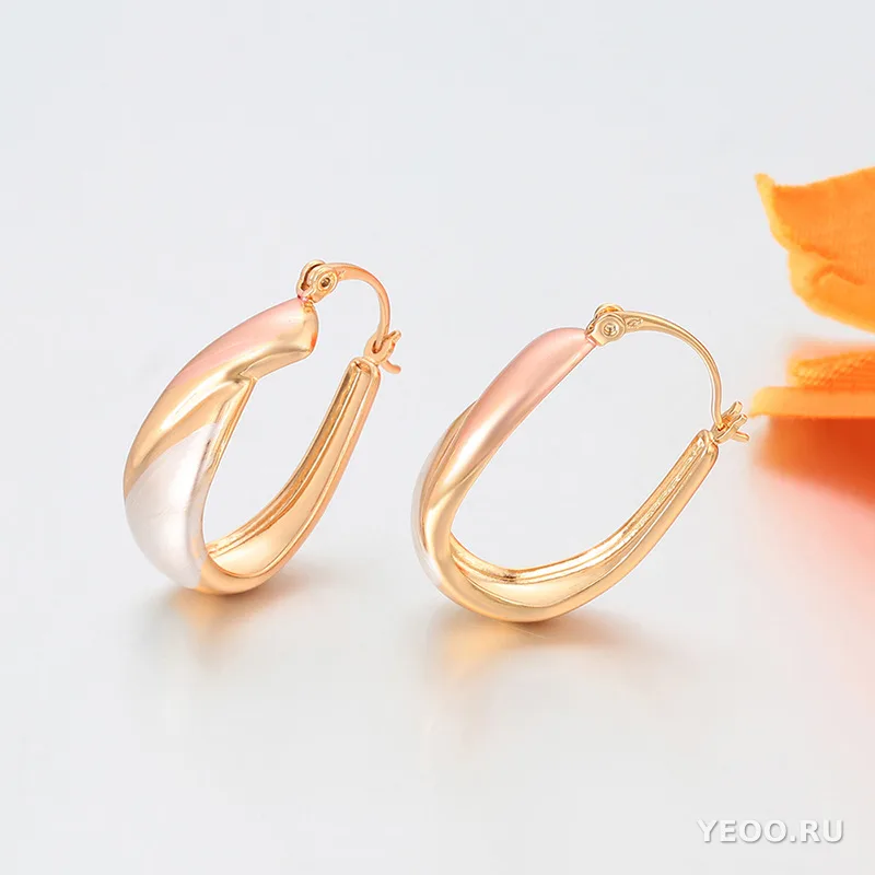 Серьги-кольца из медного сплава, три цвета, винтажный стиль