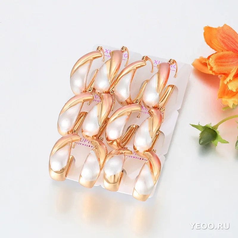 Серьги-кольца из медного сплава, три цвета, винтажный стиль