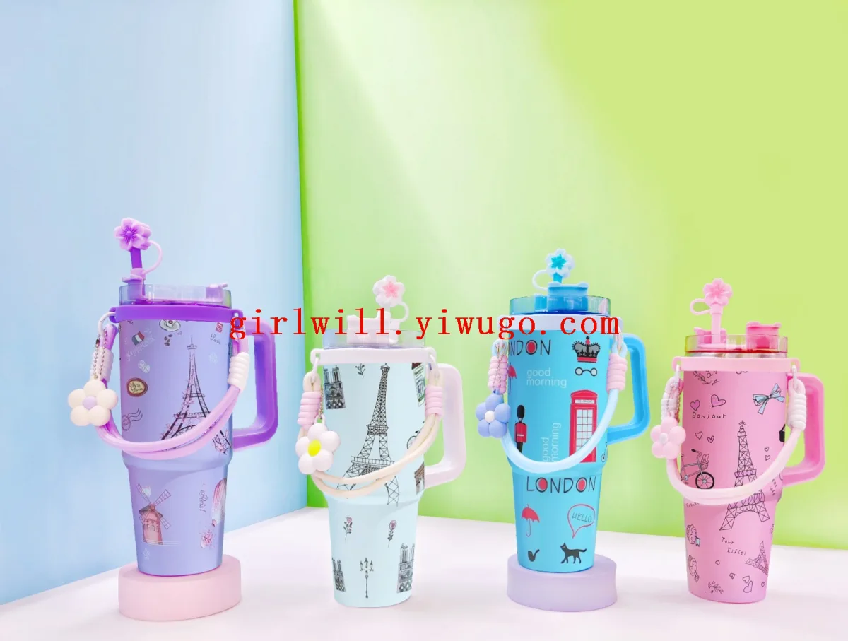 Термокружка автомобильная 30 oz из нержавеющей стали с подвеской и ремешком