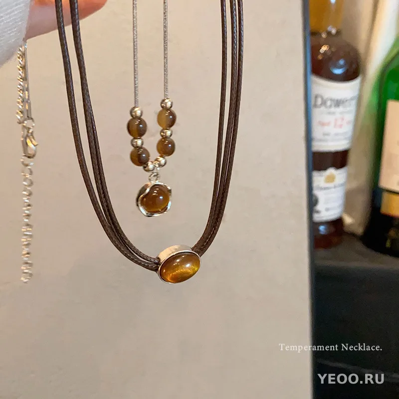Женская титано-стальная цепочка с жемчужиной в корейском стиле