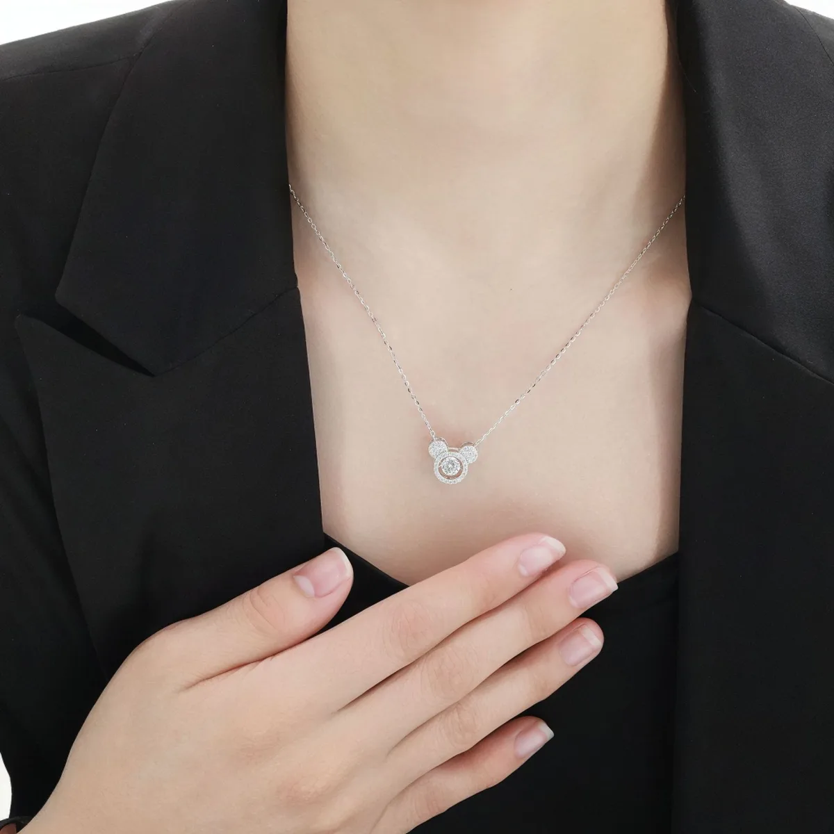 Колье из серебра 925 пробы с муассанитом, цепочка-ошейник