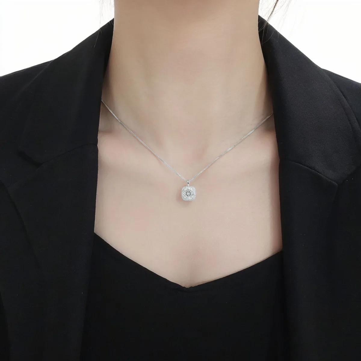 Колье-цепочка из серебра 925 пробы с подвеской-квадратом, 41–50 см