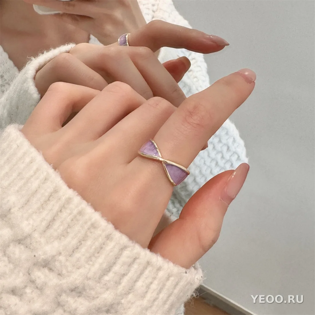Кольцо с цветной эмалью, бабочка, жемчужная раковина, женское, не тускнеет