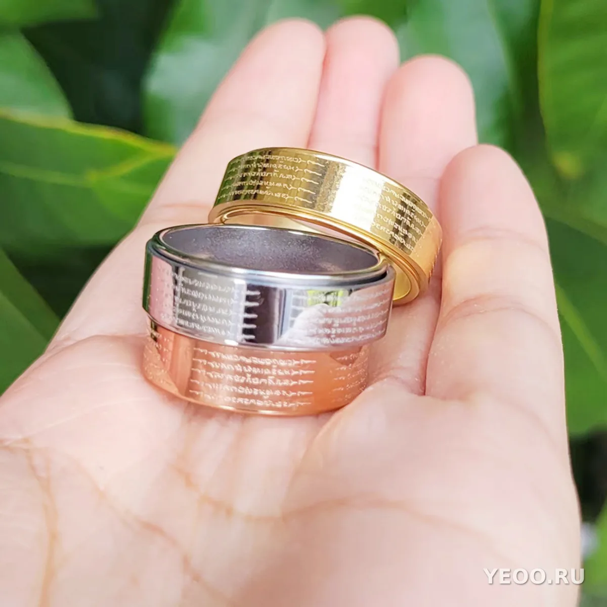 Кольцо вращающееся из титановой стали, пять сутр, мужское и женское, 18K