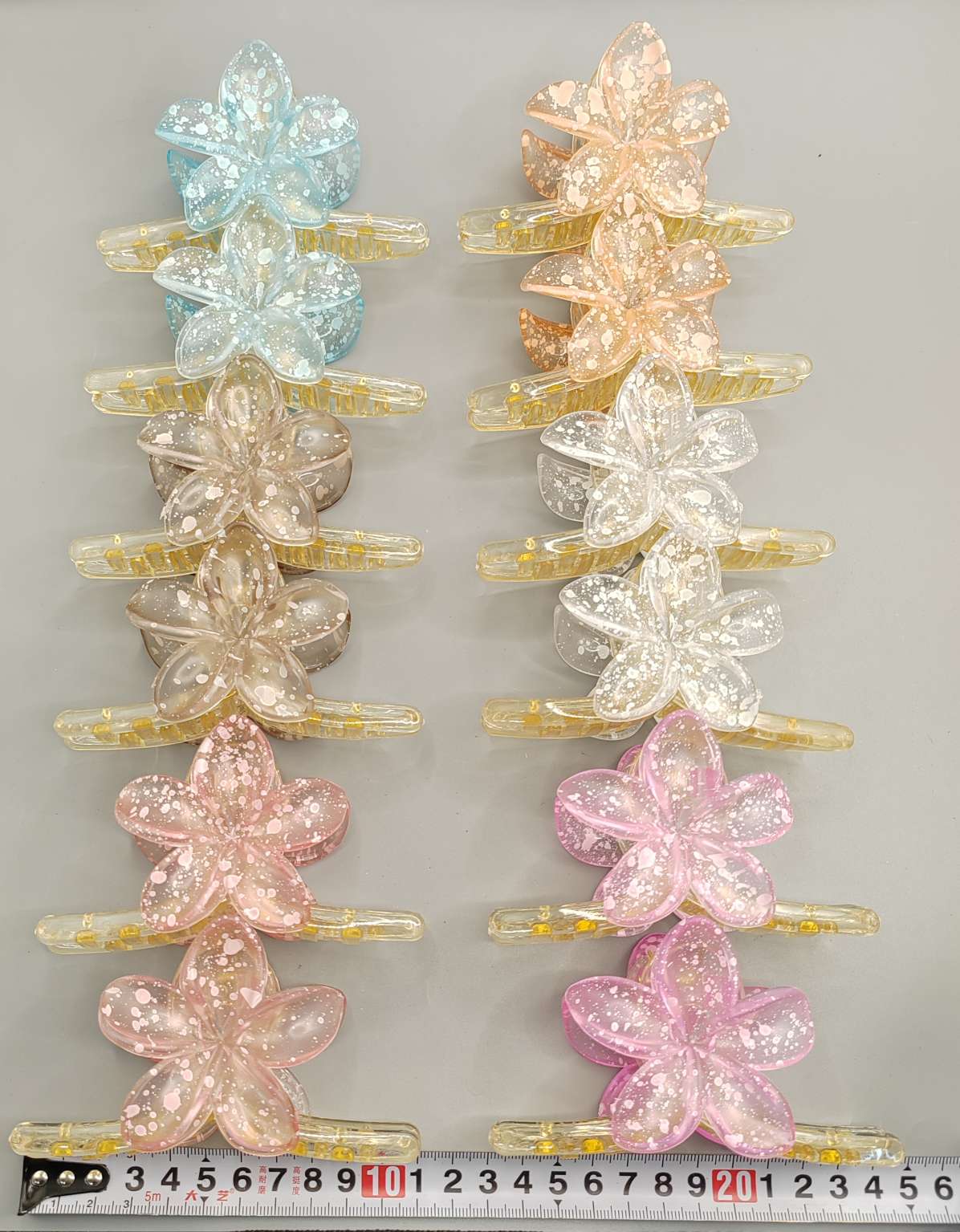 Зажим-уточка для волос с градиентным цветком, пластик, для укладки
