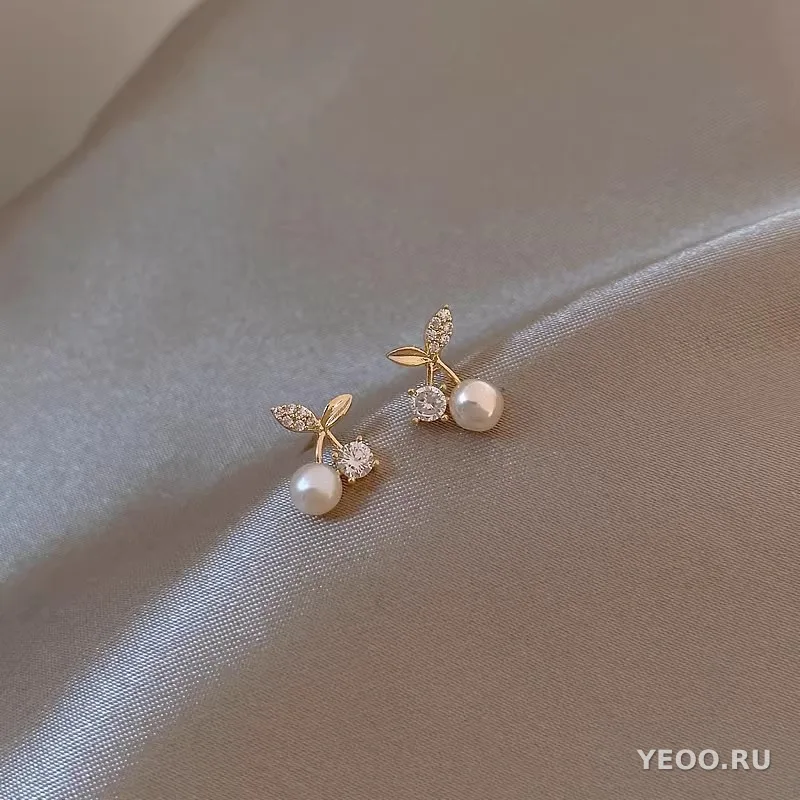 Серьги-гвоздики женские с жемчугом, из серебра 925 пробы, гальваническое покрытие, ретро-стиль