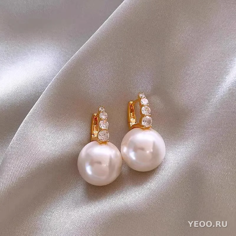 Серьги-гвоздики женские с жемчугом, из серебра 925 пробы, гальваническое покрытие, ретро-стиль