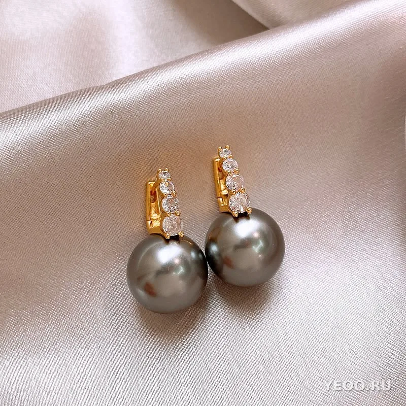 Серьги-гвоздики женские с жемчугом, из серебра 925 пробы, гальваническое покрытие, ретро-стиль
