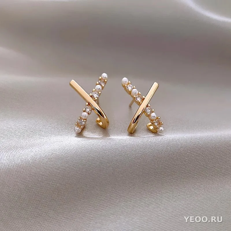 Серьги-гвоздики женские с жемчугом, из серебра 925 пробы, гальваническое покрытие, ретро-стиль