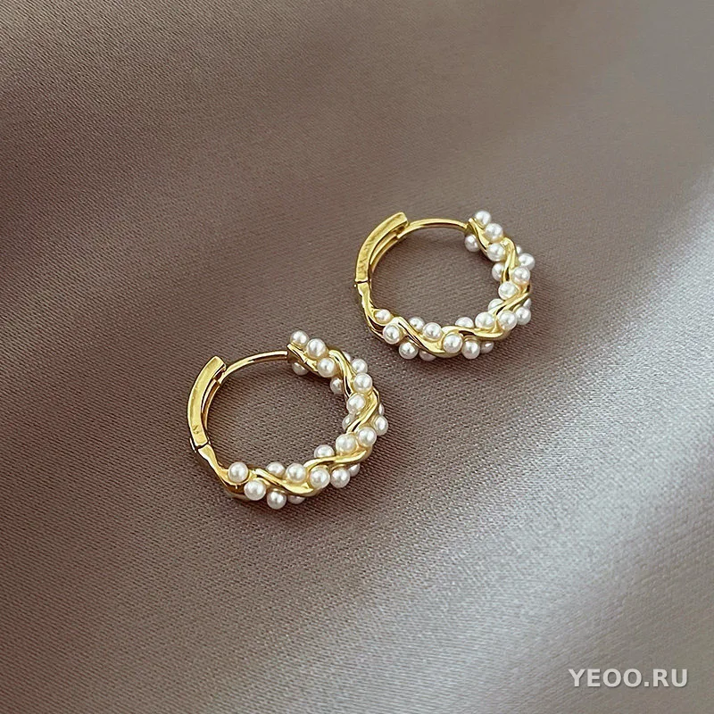 Серьги-гвоздики женские с жемчугом, из серебра 925 пробы, гальваническое покрытие, ретро-стиль
