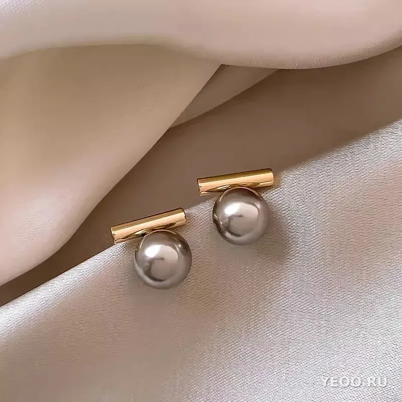 Серьги-гвоздики женские с жемчугом, из серебра 925 пробы, гальваническое покрытие, ретро-стиль