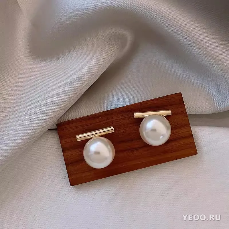 Серьги-гвоздики женские с жемчугом, из серебра 925 пробы, гальваническое покрытие, ретро-стиль