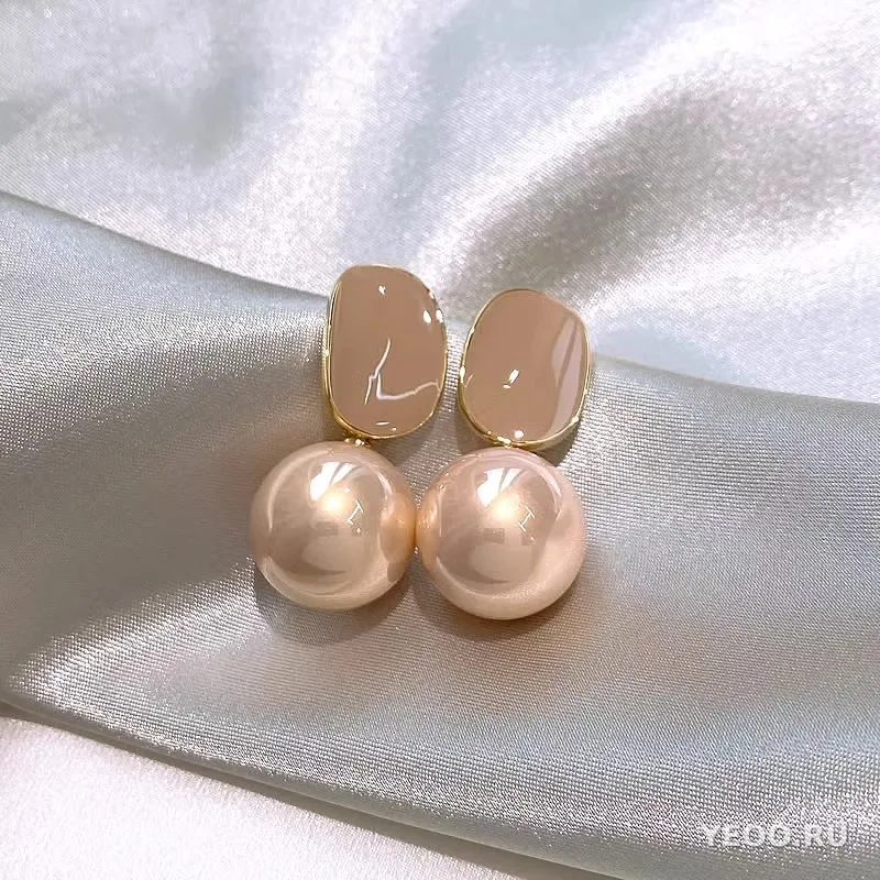 Серьги-гвоздики женские с жемчугом, из серебра 925 пробы, гальваническое покрытие, ретро-стиль