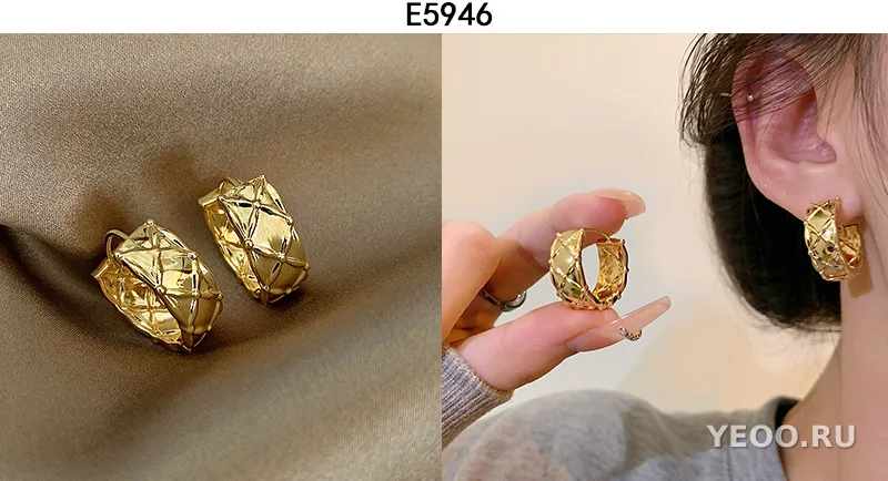 Серьги-гвоздики женские геометрические из металла с покрытием, на серебряной основе 925 пробы