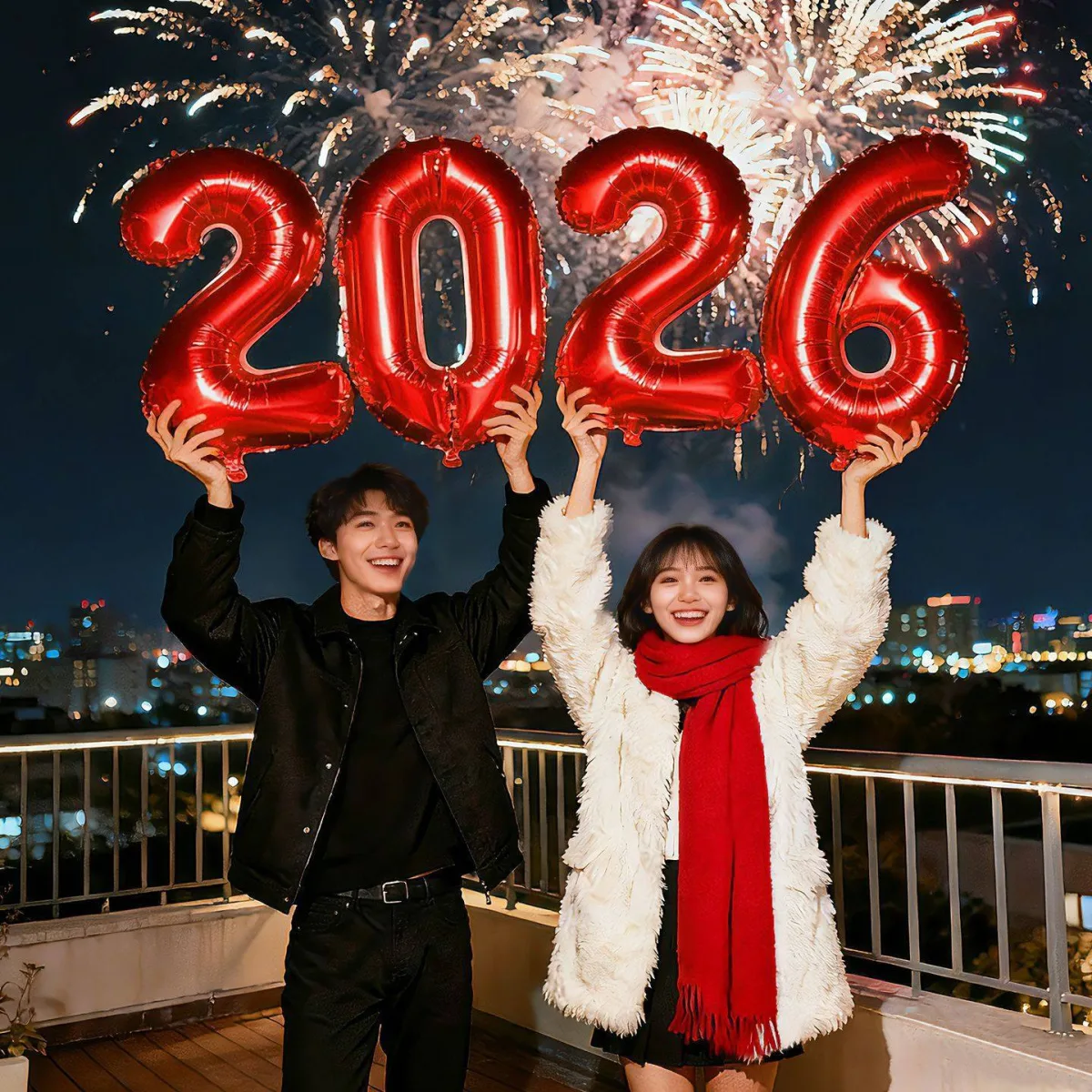 Фольгированные шары с цифрами 2026 на Новый год, набор для фотозоны