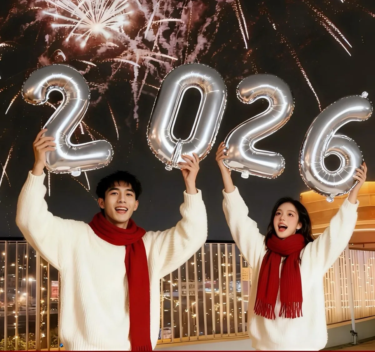 Фольгированные шары с цифрами 2026 на Новый год, набор для фотозоны
