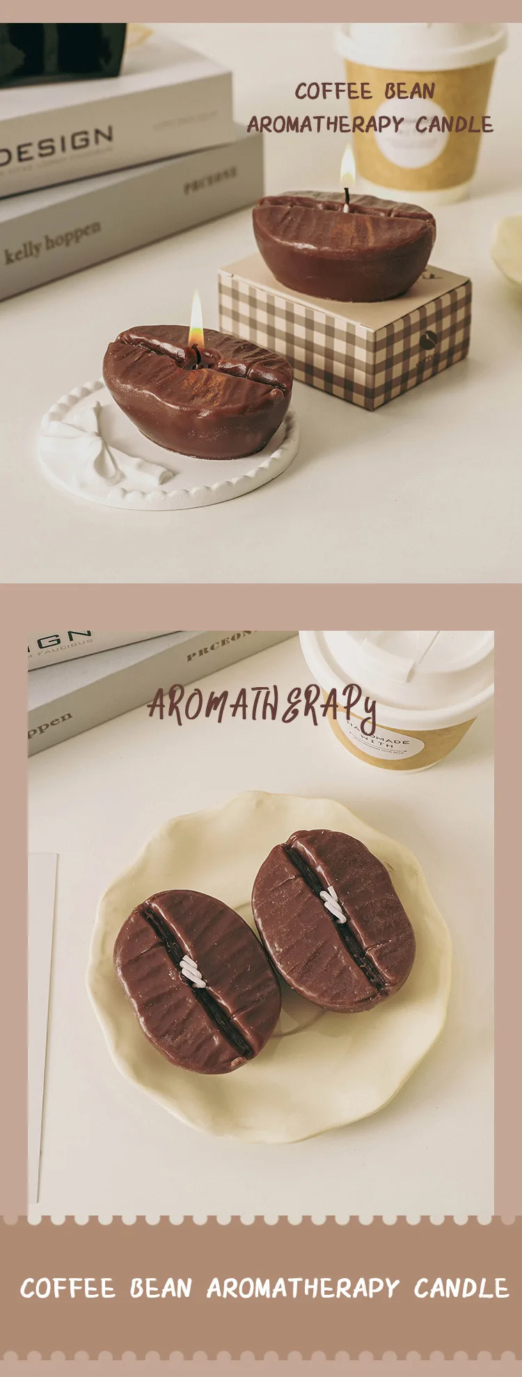 Ароматическая свеча в форме кофейного зерна, ручная работа