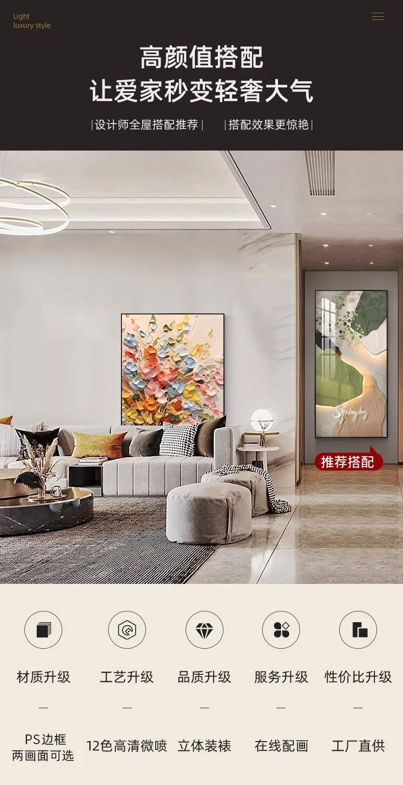 Современная декоративная картина в рамке с цветочным мотивом, 40×60 см