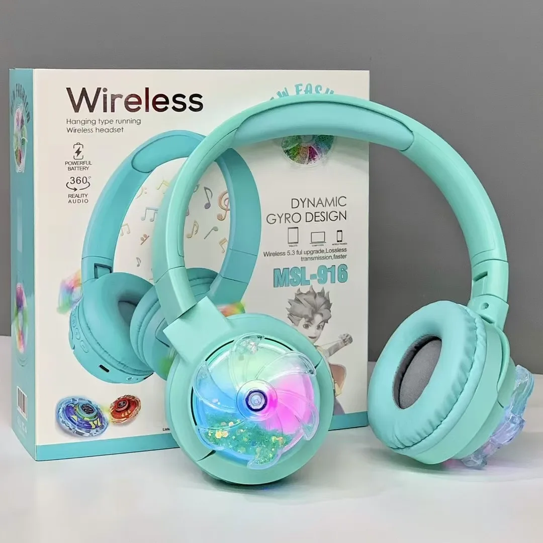 Беспроводные накладные Bluetooth-наушники с подсветкой RGB