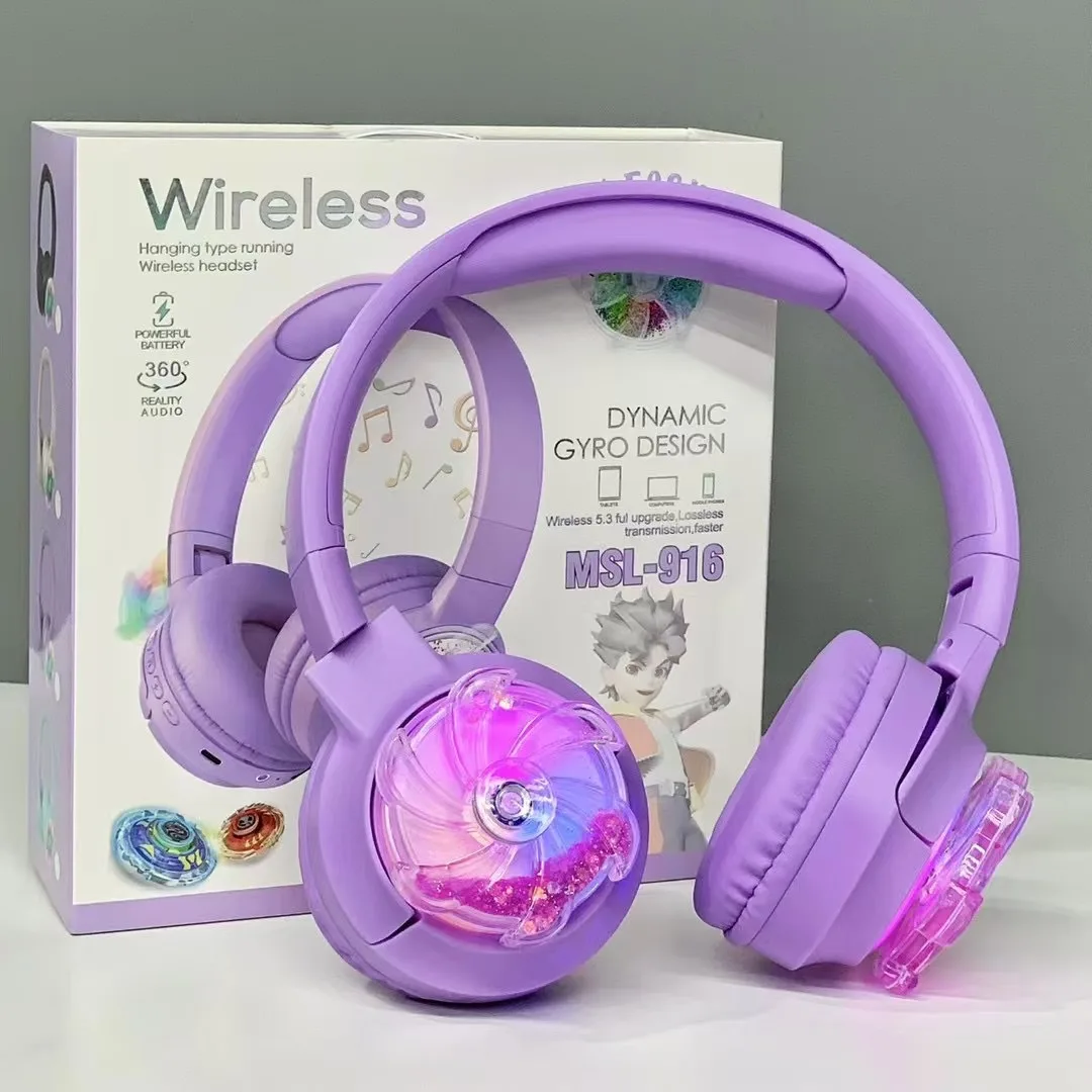 Беспроводные накладные Bluetooth-наушники с подсветкой RGB