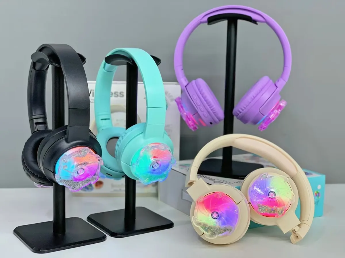 Беспроводные накладные Bluetooth-наушники с подсветкой RGB