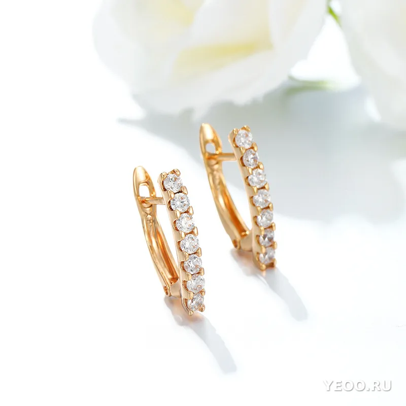 Серьги-зажимы V-образной формы из сплава, ретро-стиль, позолоченные 18K