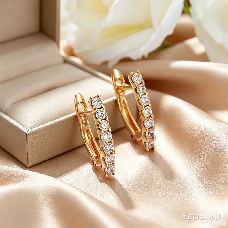 Серьги-зажимы V-образной формы из сплава, ретро-стиль, позолоченные 18K