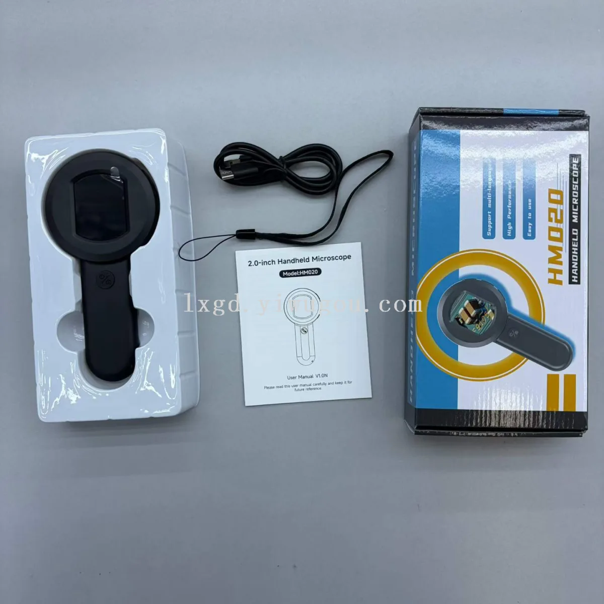 Ручной микроскоп HM020, 100-кратное увеличение, 8 LED, экран, аккумулятор