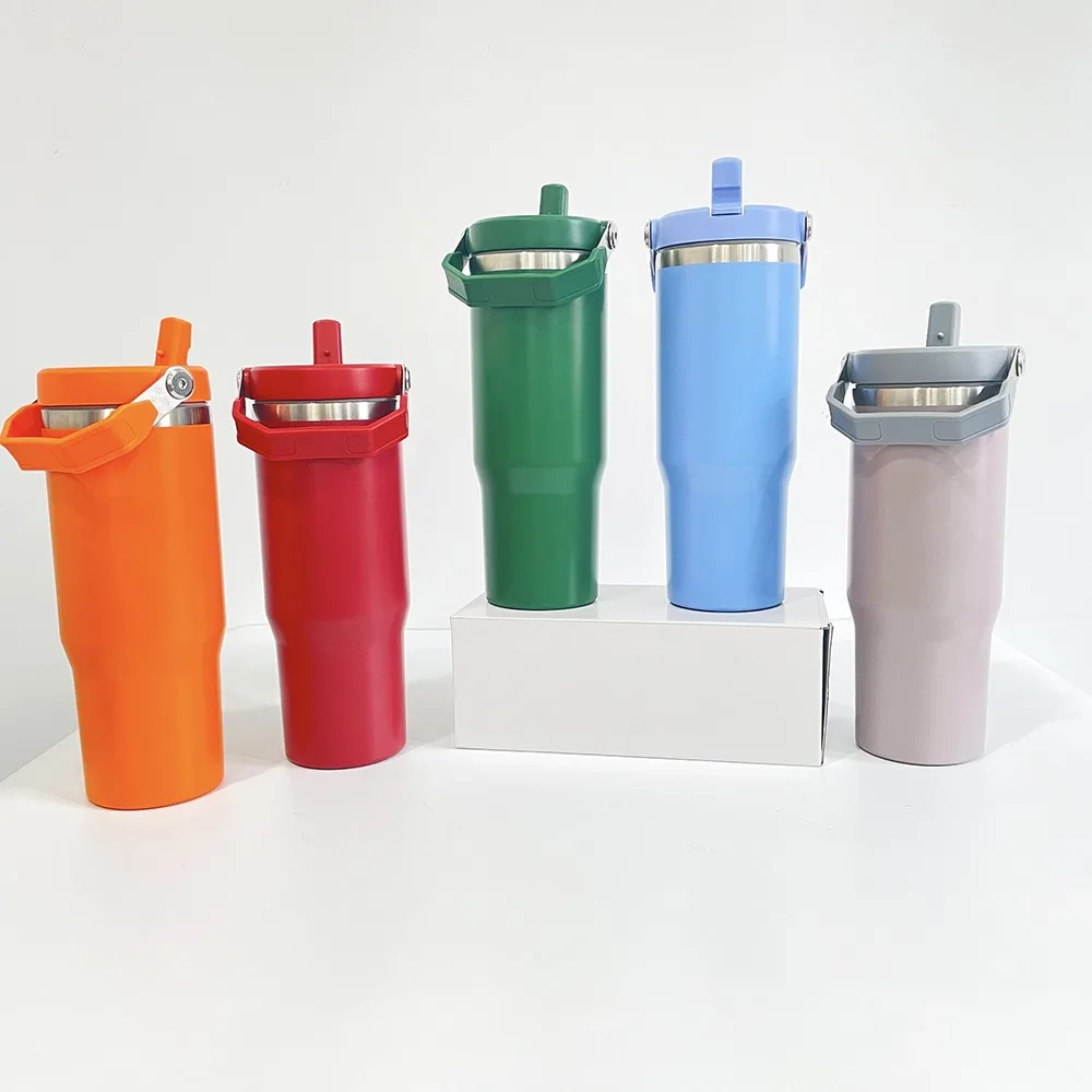 Термокружка 30 oz с ручкой, макаронные цвета, для сублимации