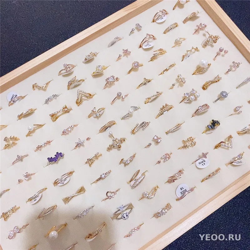 Кольцо корейское с золочением и фианитами, женское, изящное, не тускнеет