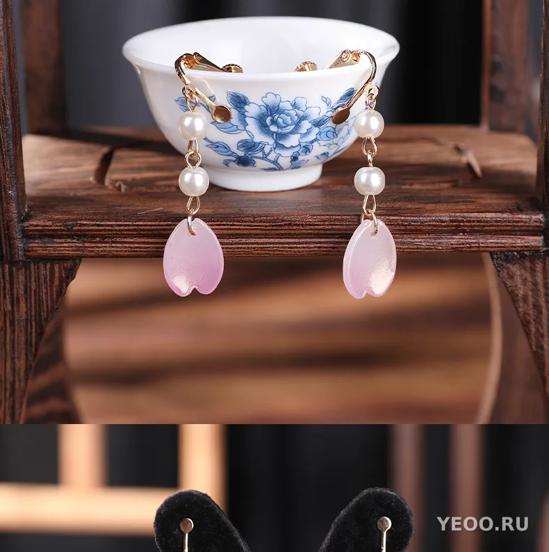 Серьги-кисточки в древнекитайском стиле, спиральные клипсы из сплава