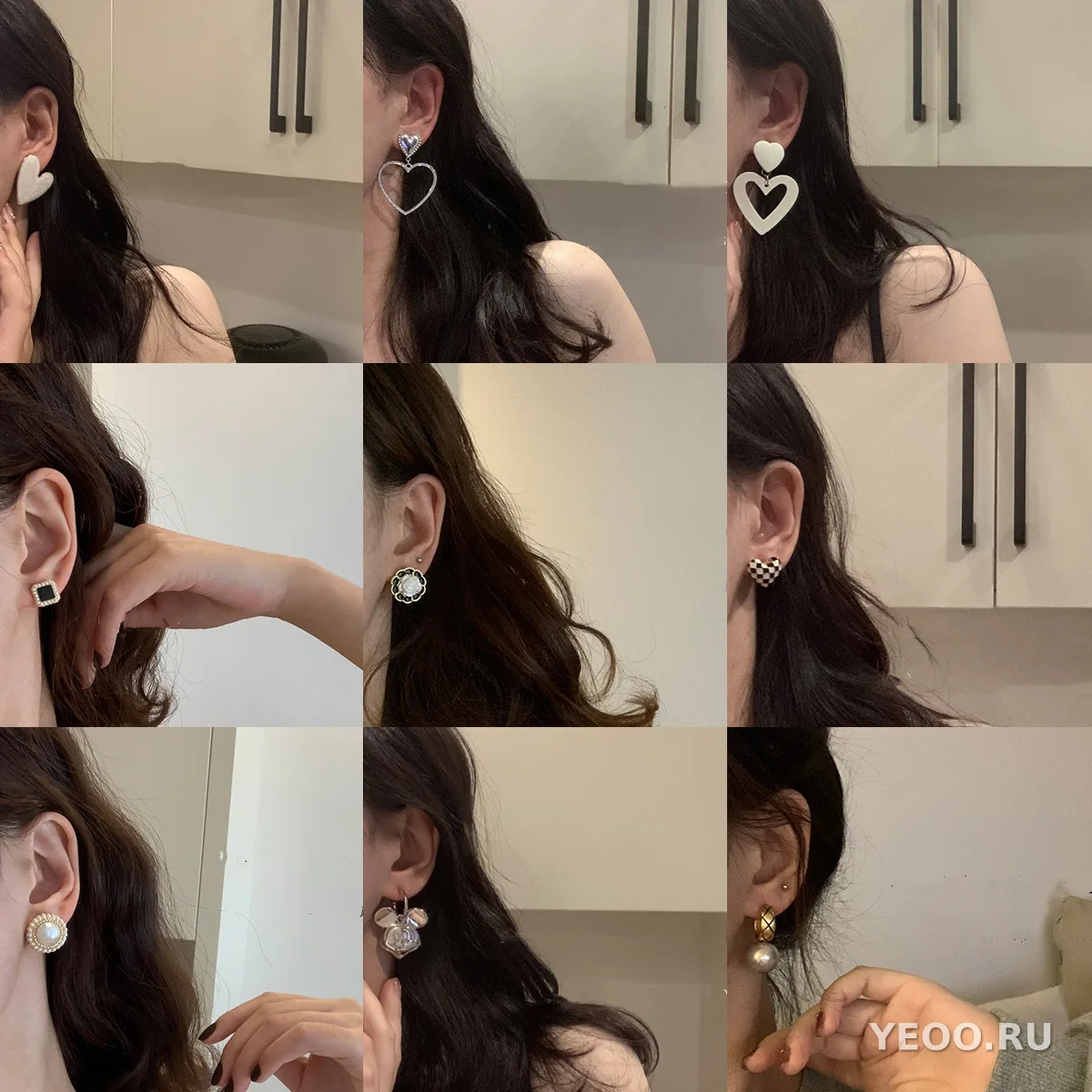 Серьги-гвоздики из серебра 925 пробы с жемчугом, форма сердца