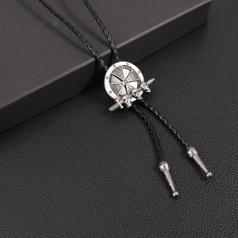 Мужской кожаный шнур-галстук bolo tie с подвеской-волком