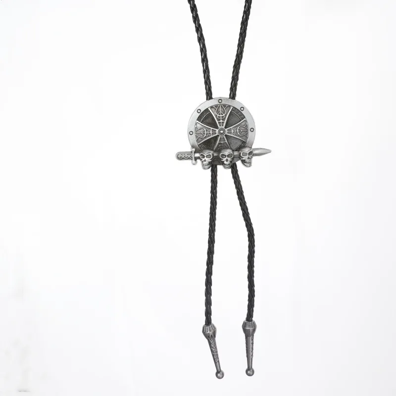 Мужской кожаный шнур-галстук bolo tie с подвеской-волком