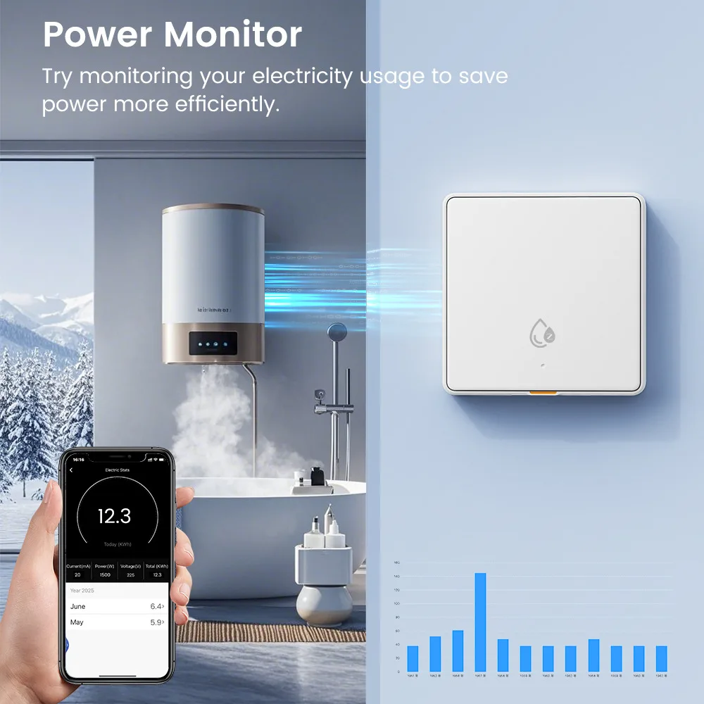 Умный настенный выключатель Zigbee для кондиционера и водонагревателя с таймером и голосовым управлением, EU
