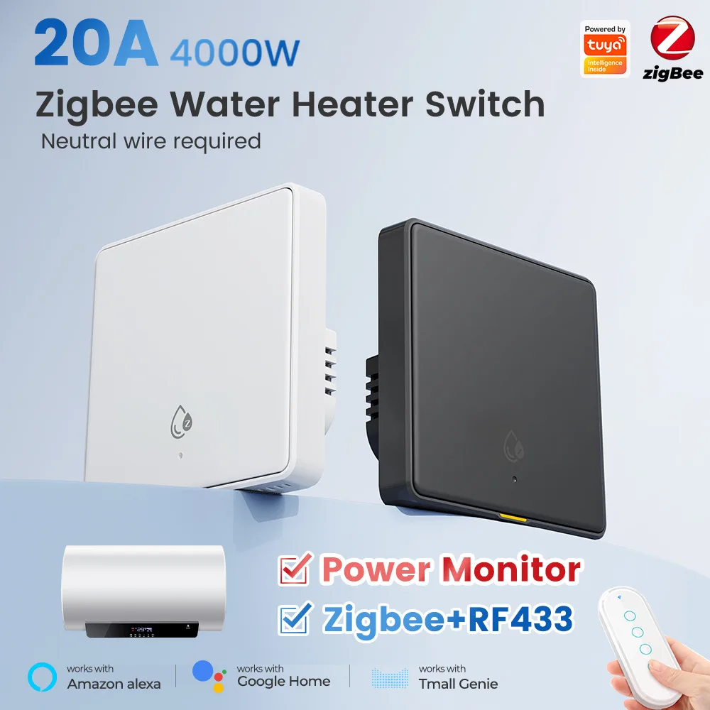 Умный настенный выключатель Zigbee для кондиционера и водонагревателя с таймером и голосовым управлением, EU