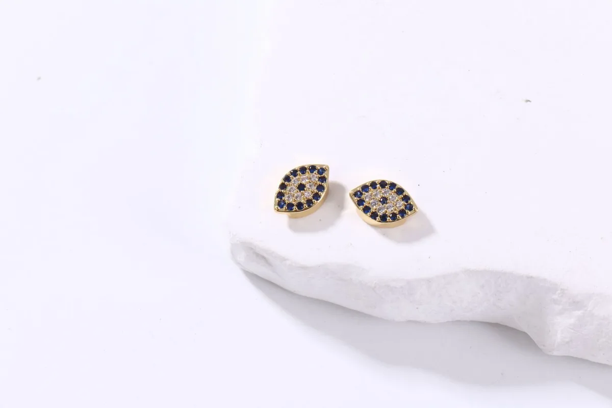Двусторонний кулон «глаз демона» из меди с эмалью, под золото 18K