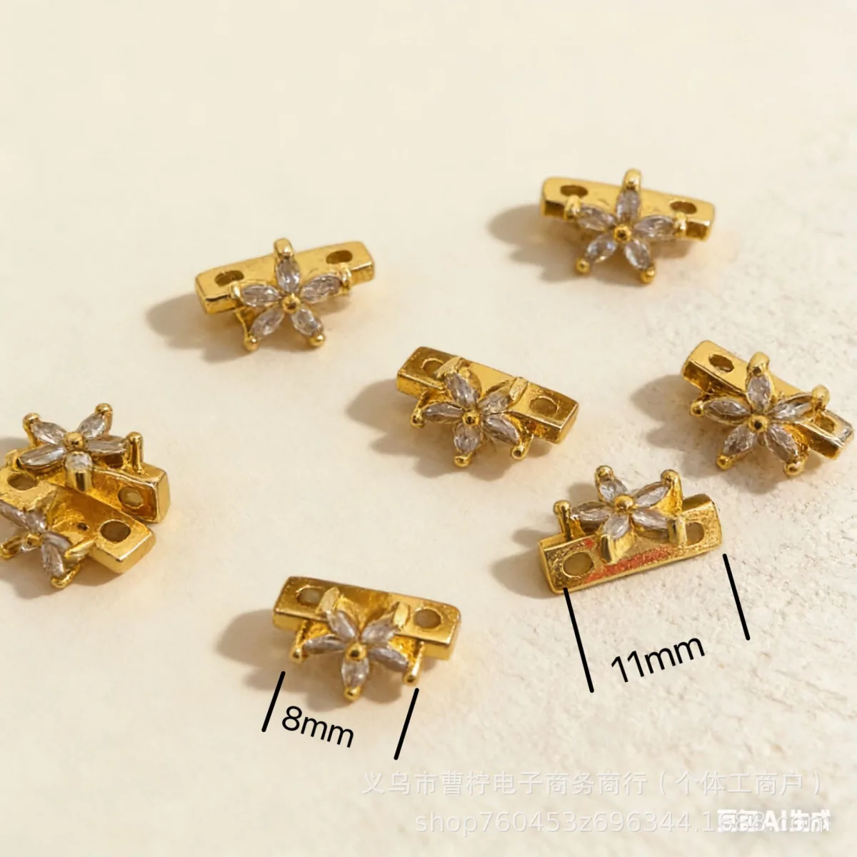 Разделители для браслетов из меди с цирконием, двойной ряд, 18K покрытие