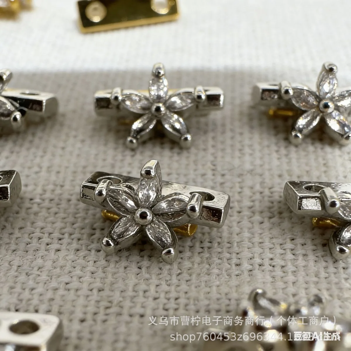 Разделители для браслетов из меди с цирконием, двойной ряд, 18K покрытие