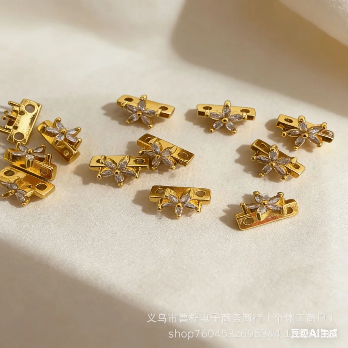 Разделители для браслетов из меди с цирконием, двойной ряд, 18K покрытие