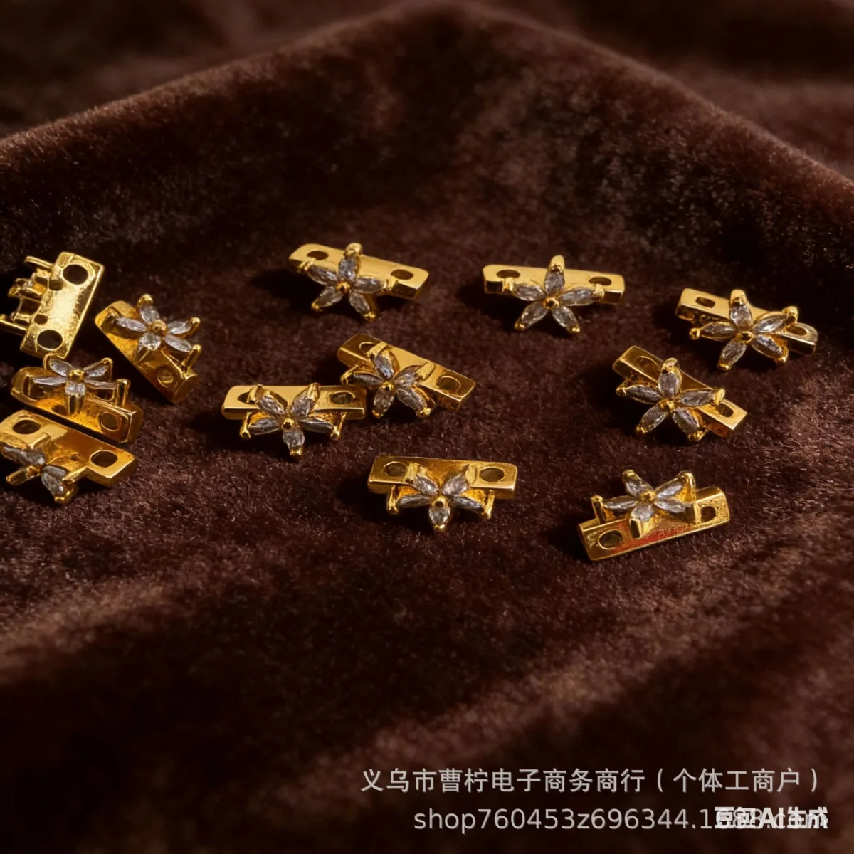 Разделители для браслетов из меди с цирконием, двойной ряд, 18K покрытие
