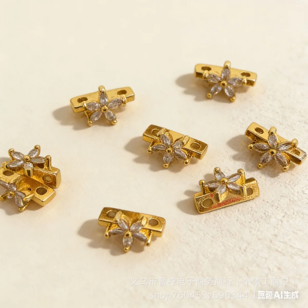Разделители для браслетов из меди с цирконием, двойной ряд, 18K покрытие