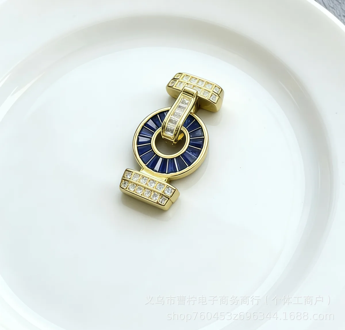 Застёжка-подвеска с жемчугом и цирконием T-образная, позолота 18K, 1 шт.