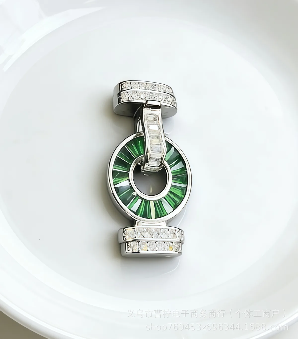 Застёжка-подвеска с жемчугом и цирконием T-образная, позолота 18K, 1 шт.