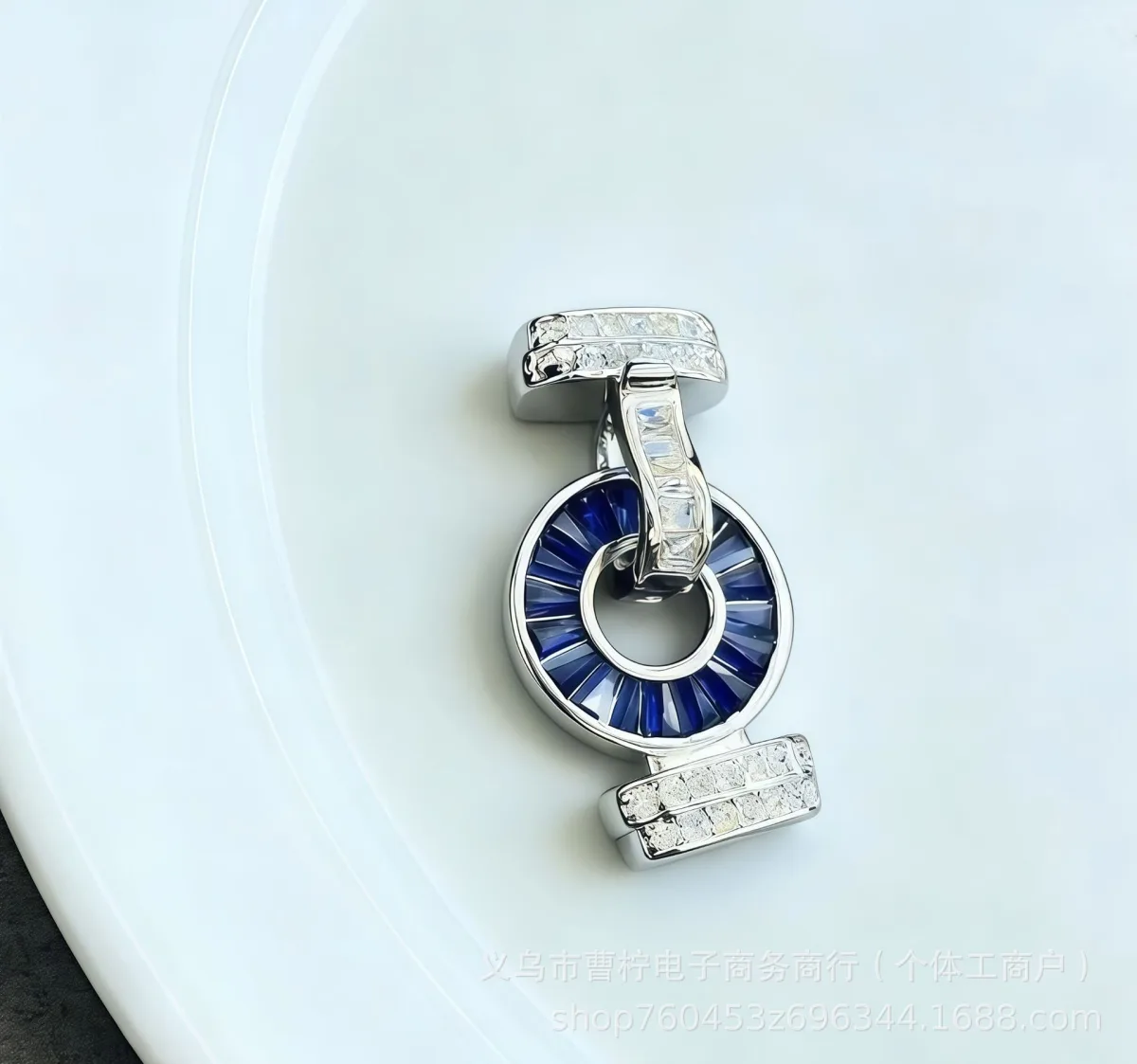 Застёжка-подвеска с жемчугом и цирконием T-образная, позолота 18K, 1 шт.